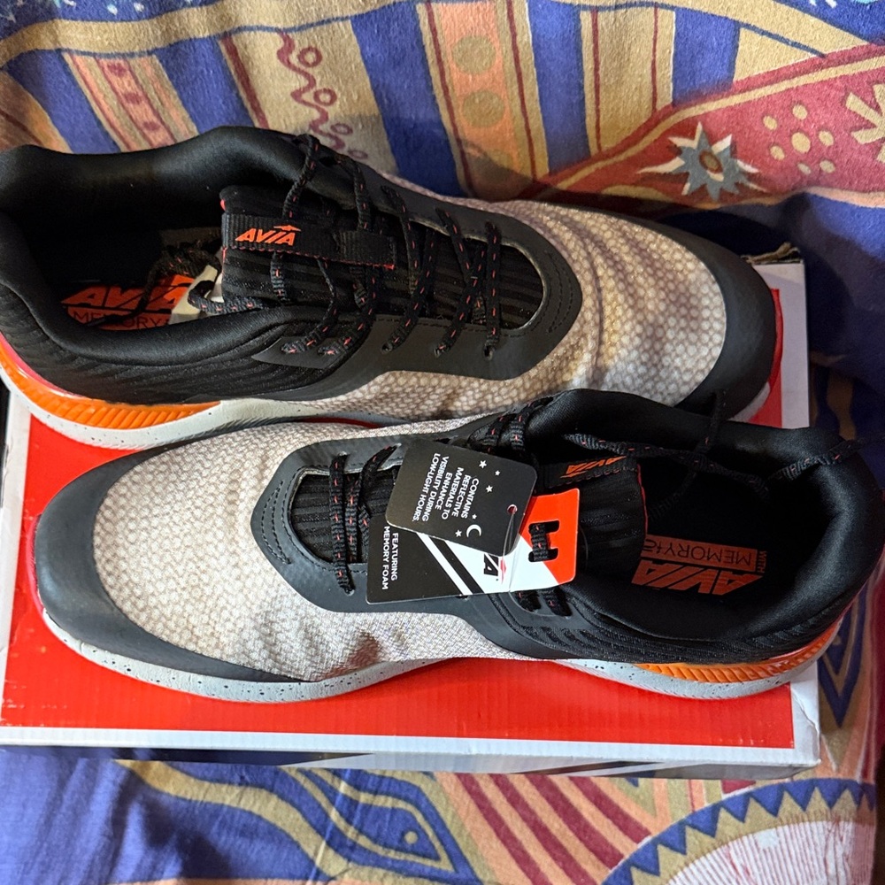 Avia Men's Black, White, and Orange Athletic Shoes